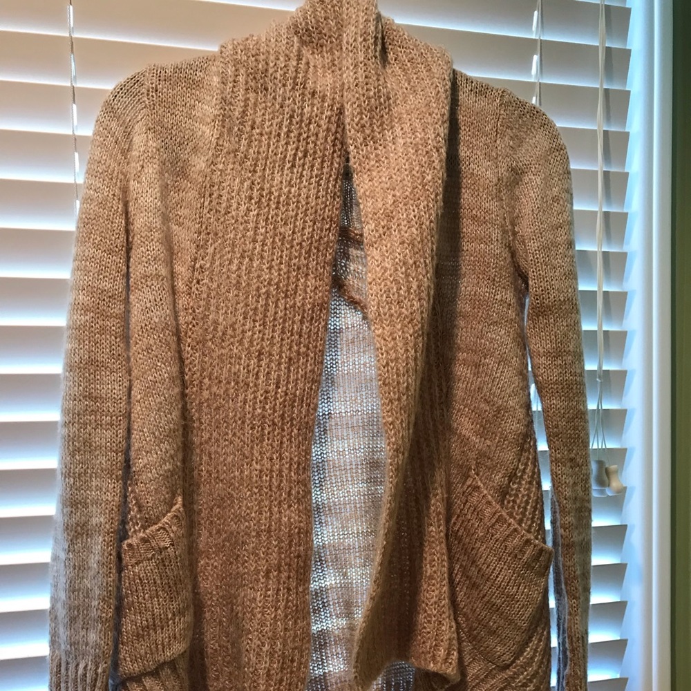 Element fuzzy open front cardigan